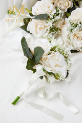 6.5″ Ivory Bridesmaid Bouquet Set of 6 – Elegant Artificial Flowers