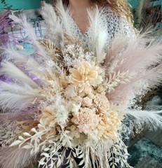 Dusty Rose Pampas Grass bouquet / Large bouquet / Natural Toffee wedding/ Muted