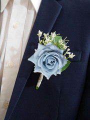 Dusty Blue Rose Boutonniere for Men Wedding, Set of 6, Wedding Flower