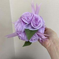 Set Of 6 Light Purple Artificial Flower Ball Hanging Decoration