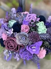 Wildflower Bridal Bouquet Purple Plum Lavender Sola Wood Flower Navy Bridesmaid