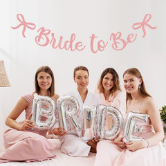 Bride to Be Banner, Rose Gold Bride to Be with Bow Glitter Bachelorette Bridal P