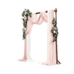 Uimoso Artificial Wedding Arch Flowers Kit Pink With 2 Pcs Flowers 3 Pcs Drapes
