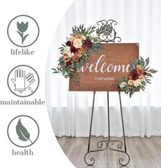 Burnt Orange Wedding Arch Flower Swags – Terracotta Floral Arrangements Set of 2