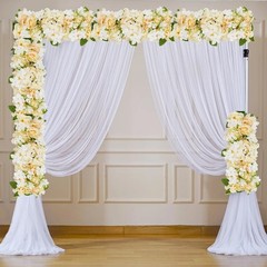 6 Pcs Champagne Artificial Flower Panels Silk Floral Wall Backdrop For Decor