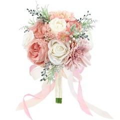 Wedding Bouquets for Bride Bridesmaid 8.5 Inch Dusty Artificial Roses Pink