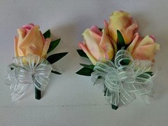 Hand Made pin on Corsage and boutonniere Set