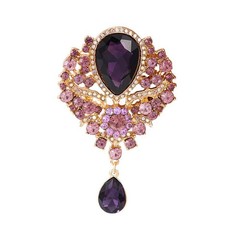 1Pcs Wedding Bridal Bouquet Clear Crystal Rhinestone Teardrop Dangle Brooch Pin