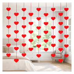3mtr Garland of 16 Felt Hearts 5.5cm 7x7cm String Charm Love Wedding Valentines