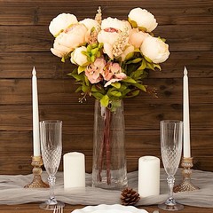 CREAM BLUSH ROSE GOLD 2 Bouquets 19″ Silk Peony FLOWERS Artificial Floral
