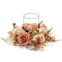 Artificial Flower Candle Rings Wreath, 12″ Small Fall Wreath Earth & Coffee