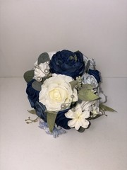 Ling’s Moment 9″ Wedding Navy Blue Bouquet for Bride, Bridesmaid’s Bouquet-A6