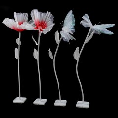 Artificial Giant Flowers+butterflys Stands Decoration For Wedding Birthday Party