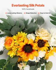 Uimoso Artificial Wedding Arch Flowers Kit Yellow 2 Pcs Flowers 1 Pcs Drapes
