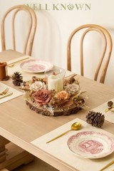 Artificial Flower Candle Rings Wreath, 12″ Small Fall Wreath Earth & Coffee
