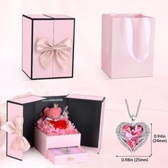 Suturun Preserved Roses Forever Flowers Gifts for Women,Eternal Pink