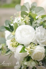 White Bridal Bouquet Cascading, White Wedding Bouquets for Bride, 13 Inch Ivo…
