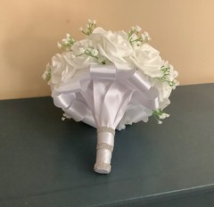 Large rose and baby breath bridal bouquet..you pick colors
