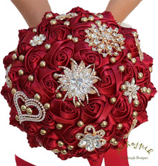 Bridal Wedding Bouquet round Holding Bouquet Throw Toss Artificial Rose Flower B