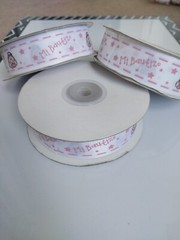 3 ..Cinta de poliéster estampada Pink / Mi Bautizo… 20 metros / 22cm ancho