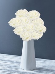 10-Pack Cream White Bridal Bouquet Flowers