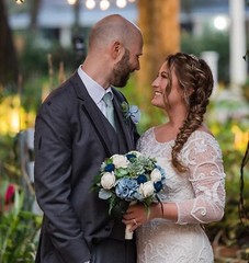 Dusty Blue Sage Navy Sola Wood Succulent Bridal Bouquet White Wedding Flowers