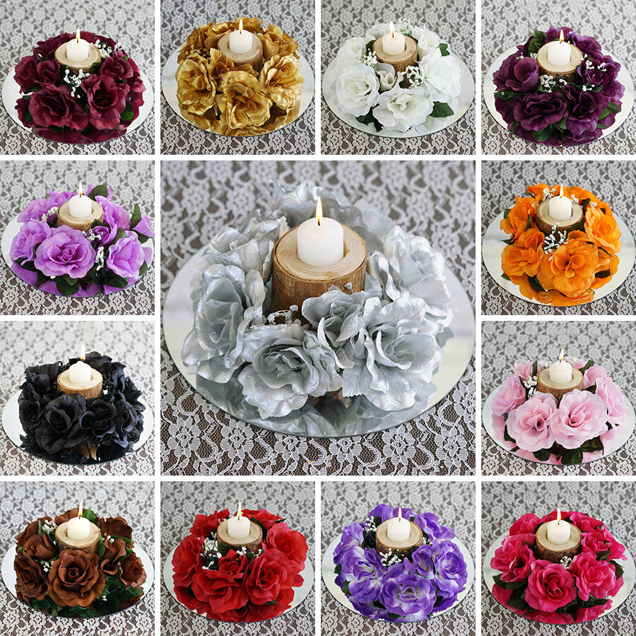 Artificial ROSES FLOWERS CANDLE RINGS Centerpieces Wedding Party Flowers SALE
