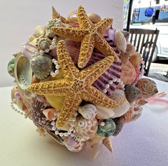 Custom Made Bridal Bouquet XL Multicolor Seashell Starfish Coastal Decor Boho XL