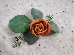 Burnt Orange Wedding Cake Topper Sola Wood Rose Flower Eucalyptus Reusable DIY