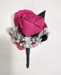 Fuchsia Silver Black Rose Calla Lily Bridal Wedding Bouquet Accessories