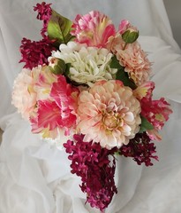 Custom Made White, pink, Burgundy Bridal Wedding Bouquet