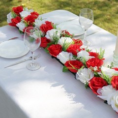 6 RED IVORY Silk Rose Flower Panels Artificial Floral Home Decorations
