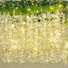 40 Pack Wisteria Hanging Flowers, Fake Flowers for Decoration, 40 Pcs White