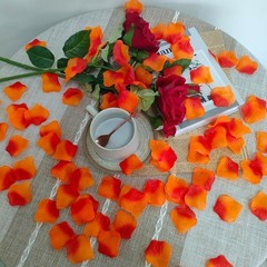 1500 PCS Separated Artificial Orange & Red Rose Petals Sunset Flower