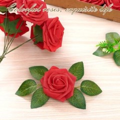 Artificial Flowers Fake Roses with Stems Boxed Foam Roses for DIY 16Pcs Red
