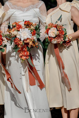 Set of 4 Terracotta Bridesmaid Bouquets for Vintage Weddings and Proposals