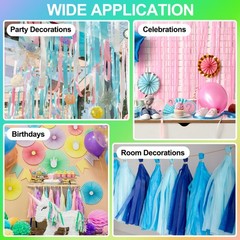 3Roll 1.8″x72FT Crepe Paper Streamers Decorations Light Blue/Mint Green/Yellow