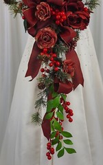 Roses and Ribbons Red Berry Cascade Faux Silk Wedding Bouquet