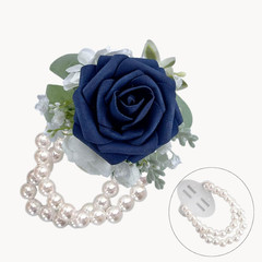 Cherishedmoments Corsage and Boutonniere Set, Dark Blue Rose Handmade Artificial