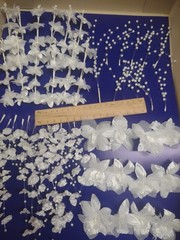 48 Piece Set, Vintage Corsage Bouquet Flowers, Millinery Orchids & Pearl Sprays