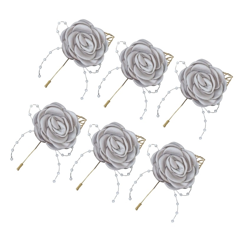 6Pcs Florals Wedding Lapel Decoration for Bride and Grooms Handmade Boutonniere