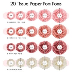 EpiqueOne 20 Piece 20 Count (Pack of 1), Blush Pink, Dusty Rose, Mauve, Cream