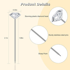 100Pcs 2.1 Inches Bouquet and Corsage Pins, Diamond Pins for Flowers with Rhines