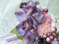 Wedding Bouquets 4pc package Bridal Bouquet SILK flowers Purple Orchid Hand Made