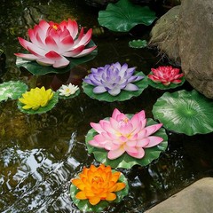 6/9 Floating Foam Lotus Flowers Artificial Plants water Lily Pads Pond Decor
