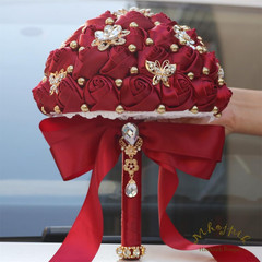 Bridal Wedding Bouquet round Holding Bouquet Throw Toss Artificial Rose Flower B