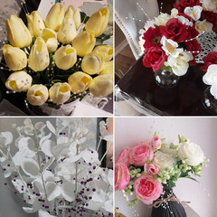 50Pcs Beaded Stick Bride Wedding Pearl Bouquet Party Decoration (Silver)