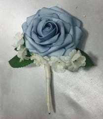 Dusty Blue Rose Eucalyptus Faux Foam Bridal Wedding Bouquet Accessories