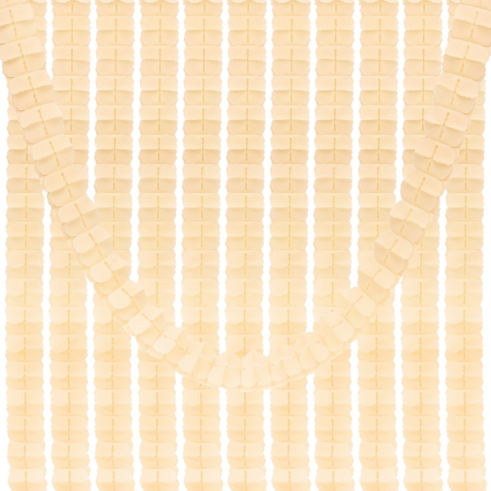 9.8ft Four-Leaf Garland, 12 Pack Tissue Paper Hanging Flower, Beige