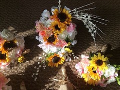 Wedding flowers bridal bouquets bridal package Sunflowers Blush Coral 9 Bouquet